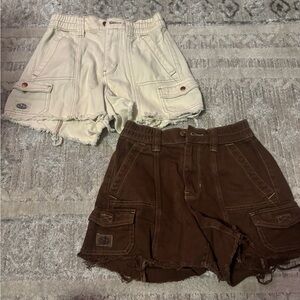 PacSun Cream and Brown Cargo Shorts for Women